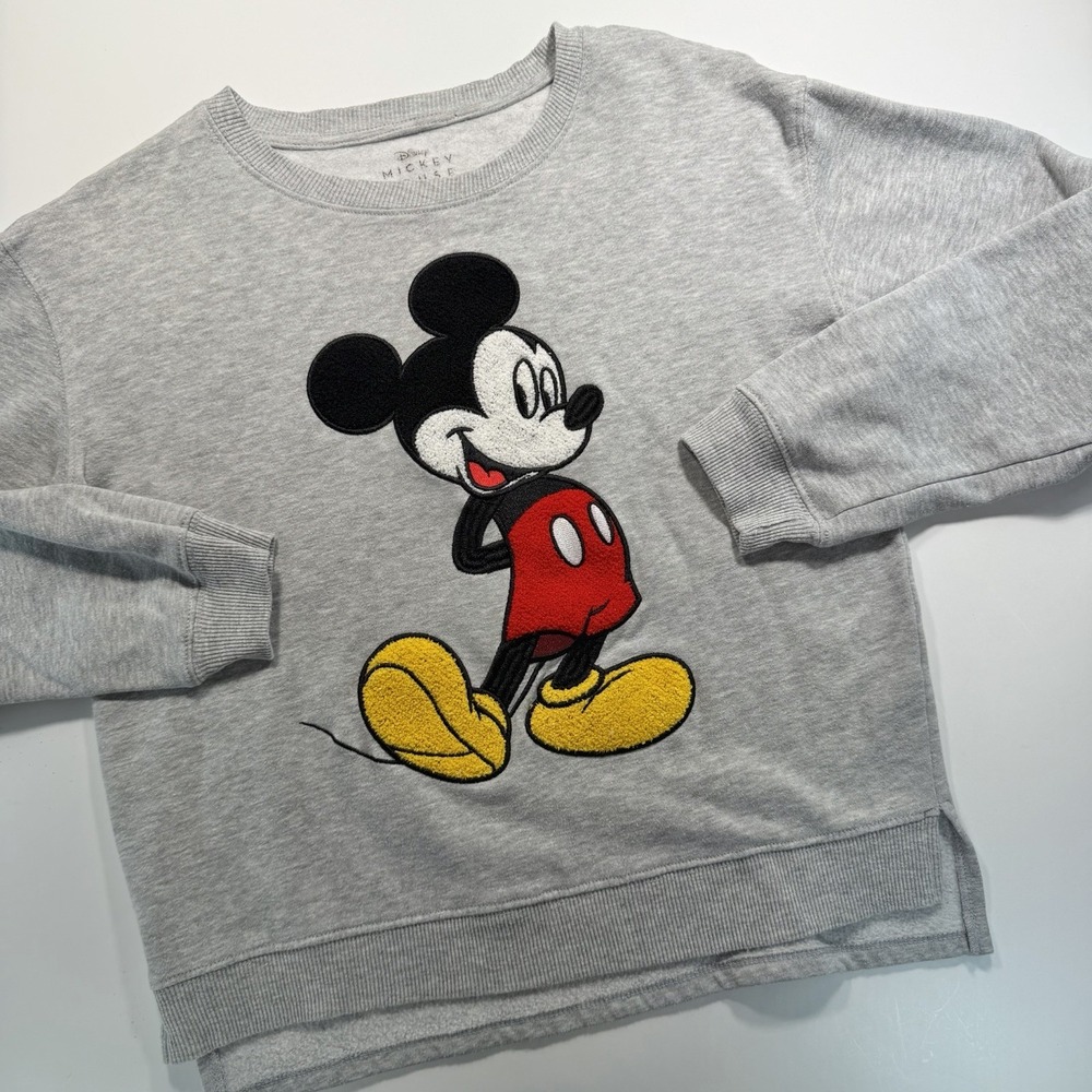 Disney Pullover Sweatshirt‎ Gray Women's Large Mickey Mouse Classic